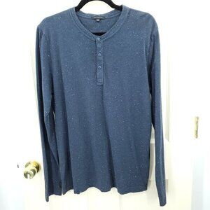 Travis Mathew Cotton/Modal Speckle Long Sleeve Henley M Blue/White